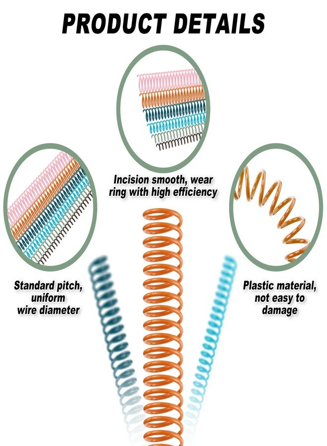 Leinuosen 120 Pack Plastic Spiral Binding Coils Kit Spirals Multi Size Coils for Binding Binder Combs Spines(1/4 5/16 3/8 1/2 5/8 3/4 Inch,Pastel Color) - Image 3